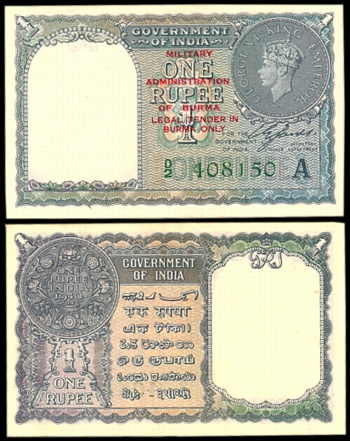 Military Administration of Burma, George VI, Rupee 1, Type 9, Signed C.E. Jones, Prefix D/