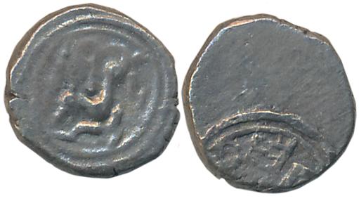 Saluvas, Gersoppa Naykas, Silver, 1.49g, Obv: Lion standing left with foreleg raised, dagg