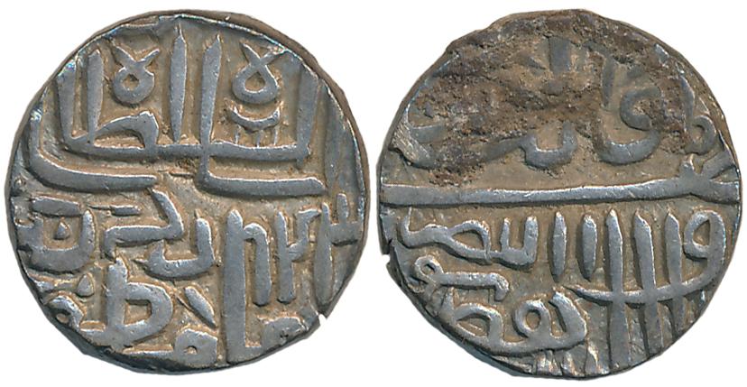 Bahadur Shah, Silver Tanka, 7.19g, AH 943 Obv: bahadur shah bin Muzaffar shah al sultan Re