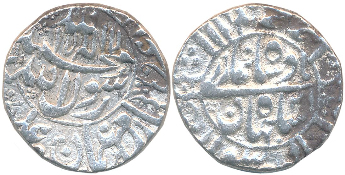 Shah Jahan, Silver Rupee, 11.45g, Surat Mint (KM# 228.5). Fine+.