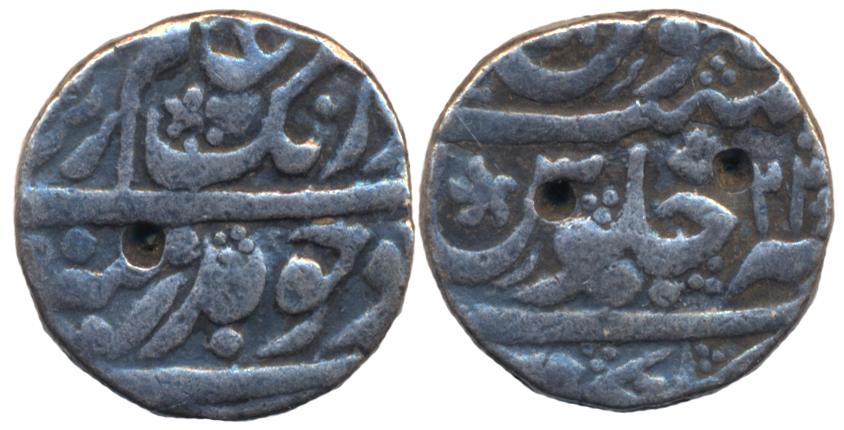 Aurangzeb, Silver 1/2 Rupee, 5.61g, Golkonda Mint, RY 22 (KM# 294.3). Very fine, rare