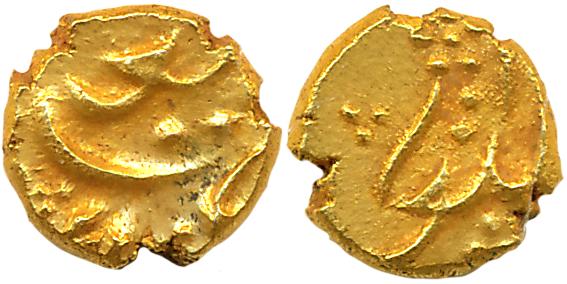Muhammad Shah, Gold Fanam, 0.40g, Balapur Mint (KM# C# 440.2). Very fine.