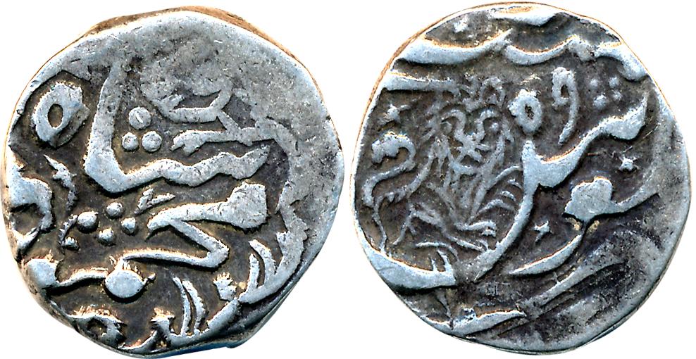 Silver Rupee, 9.86g, Lion type, Bhakkar Mint, in the name of Mahmud Shah Durrani, AH (12)5