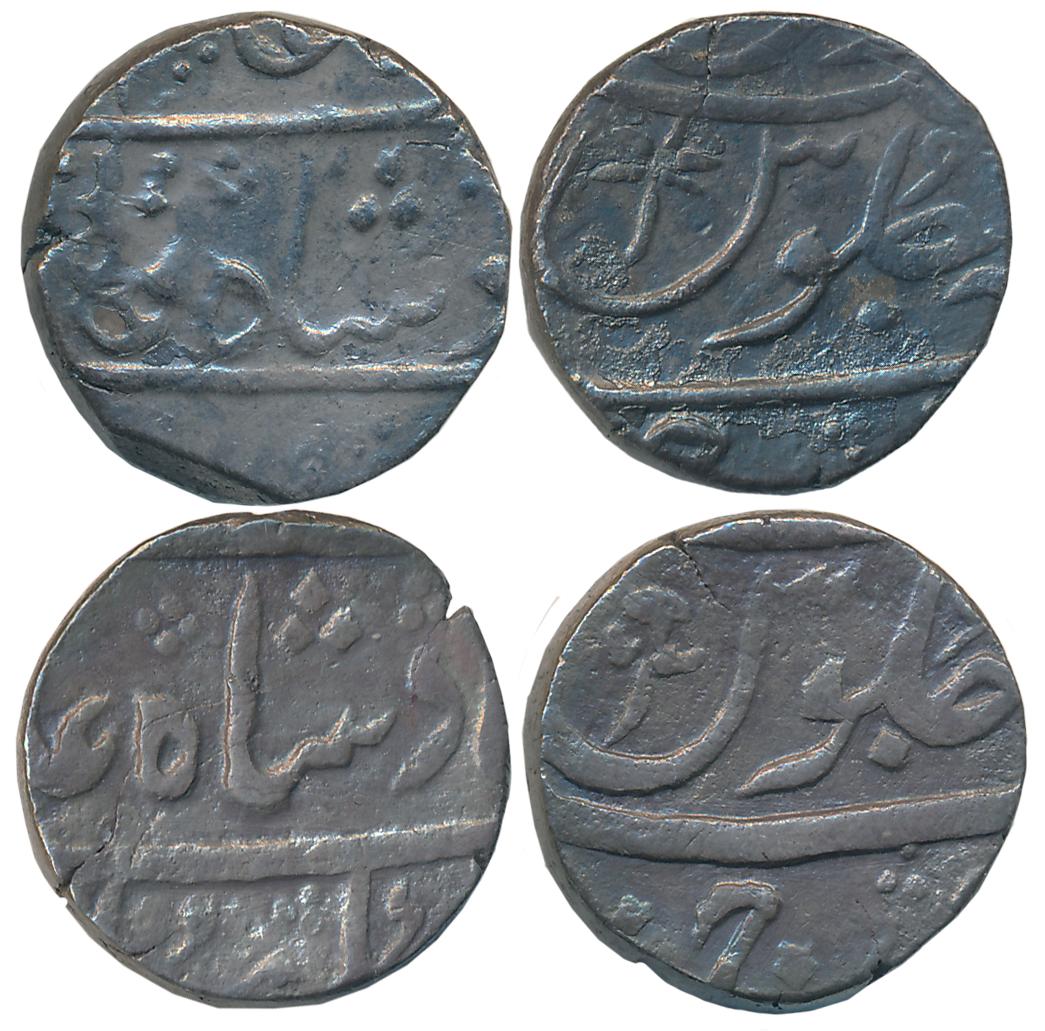 Imtaya ud Daula, Silver Rupees (2), 11.34g & 11.19g, in the name of Shah Alam II (KM# 35).