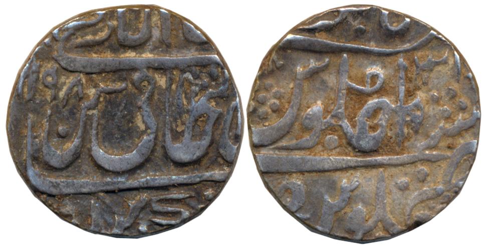 Silver Rupee, 10.90g, Jean Baptiste Filose issue, Seorha or Sabalgarh Mint, in the name of