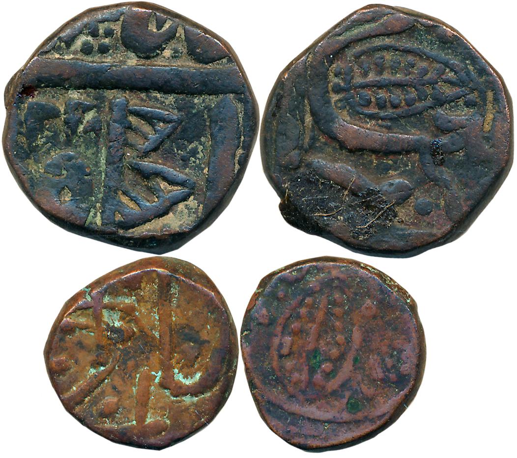Copper Paisa & 1/2 Paisa, 15.85g, 6.11g, in the name of Shah Alam II. Very fine. 2 coins.