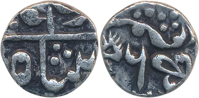 Ram Singh II, Silver 1/4 Rupee, 2.80g, with the name of Bahadur Shah, RY 6. Very fine, rar