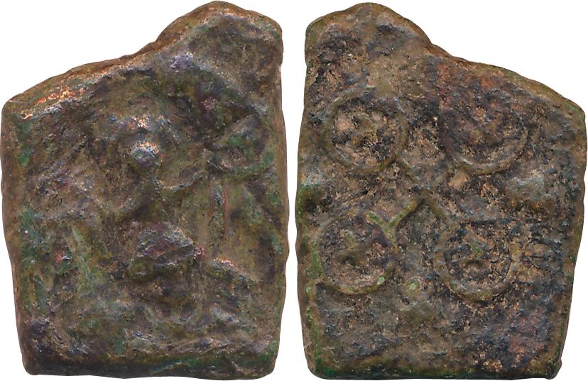Satavahanas, Nasik Region, Uninscribed, Copper, 5.38g, “Gajlakshmi” type, Obv: Female Godd
