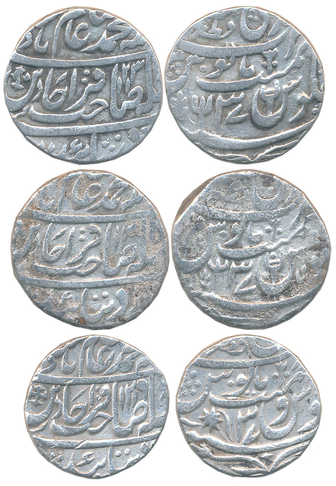 Bareilly, Silver Rupees (3), 11.02g, 10.94g, 10.74g, in the name of Shah Alam II. Very fin