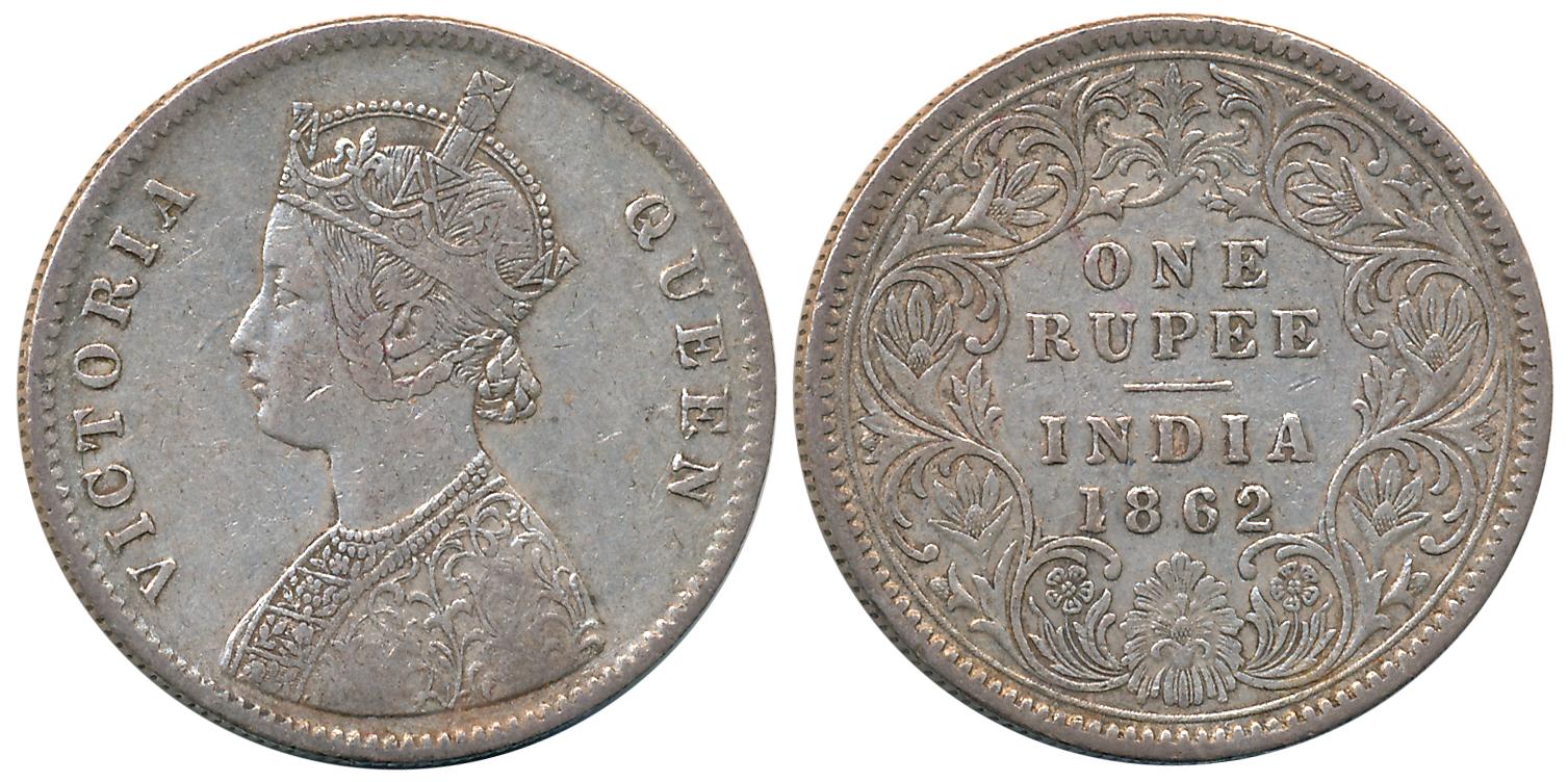 Victoria Queen, Silver Rupee, 1862. About very fine.