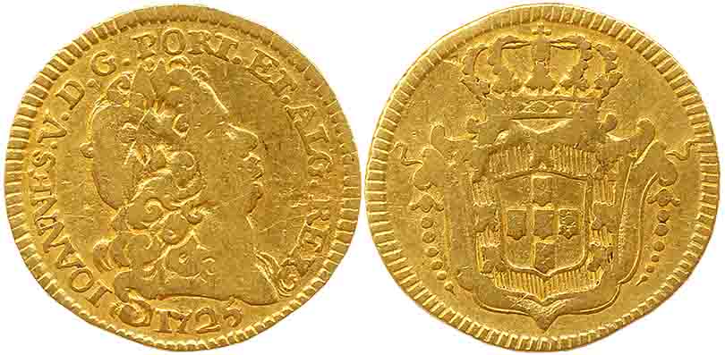Brazil, Joao VI, Gold, 800 Reis, 1.63g, 1725, Lisbon Mint, Obv: Bust to right, legend arou