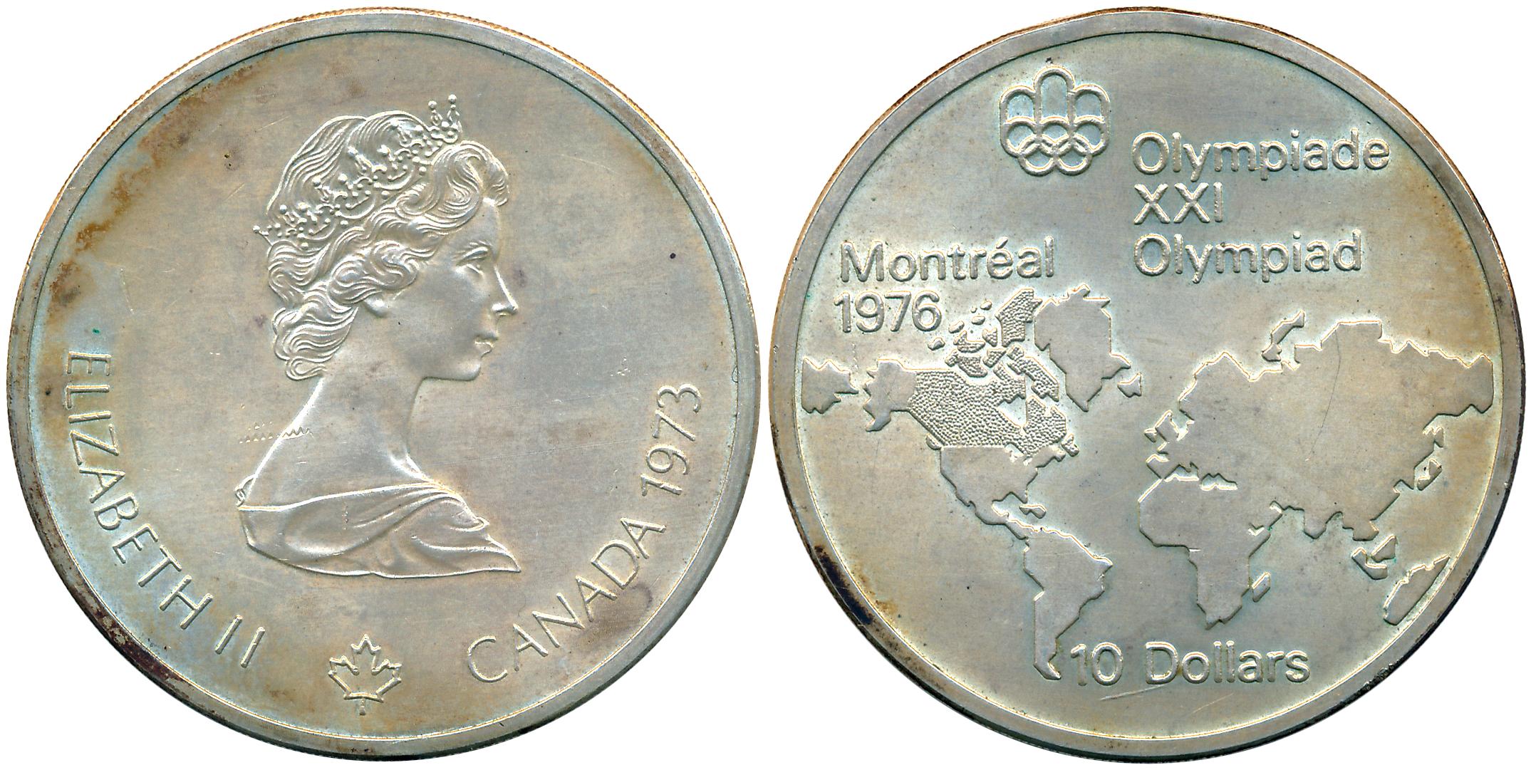 Canada, Elizabeth II, Silver 10 Dollars, 47.51g, Commemorative issue 1976 Olympics, Montre