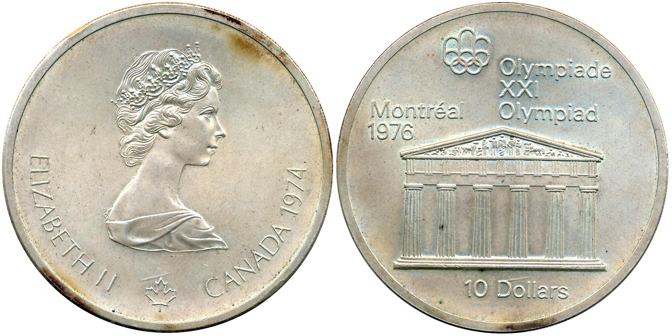 Canada, Elizabeth II, Silver 10 Dollars, 48.66g, Commemorative issue 1976 Olympics, Montre