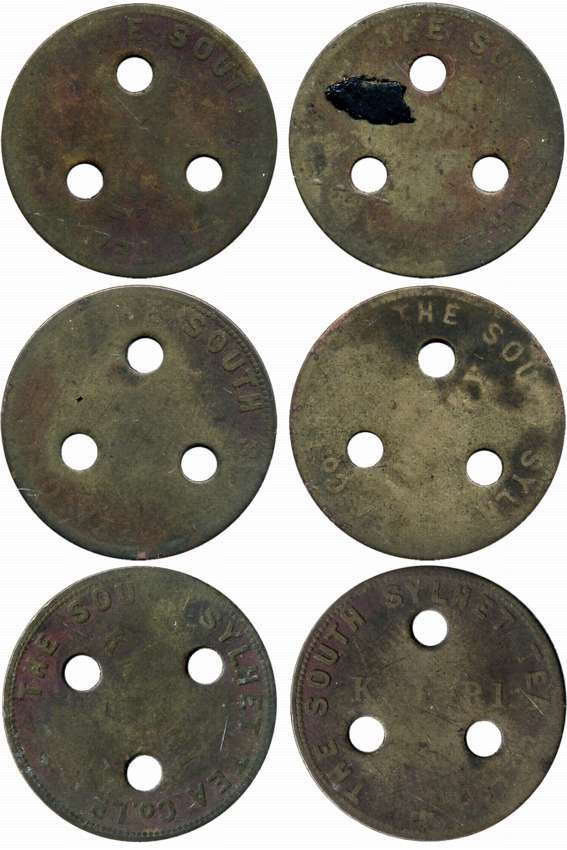 The South Sylhet Tea Garden Token, Copper (3), 7.35g, 7.34g, 7.32g. Fine to fine+. 3 token
