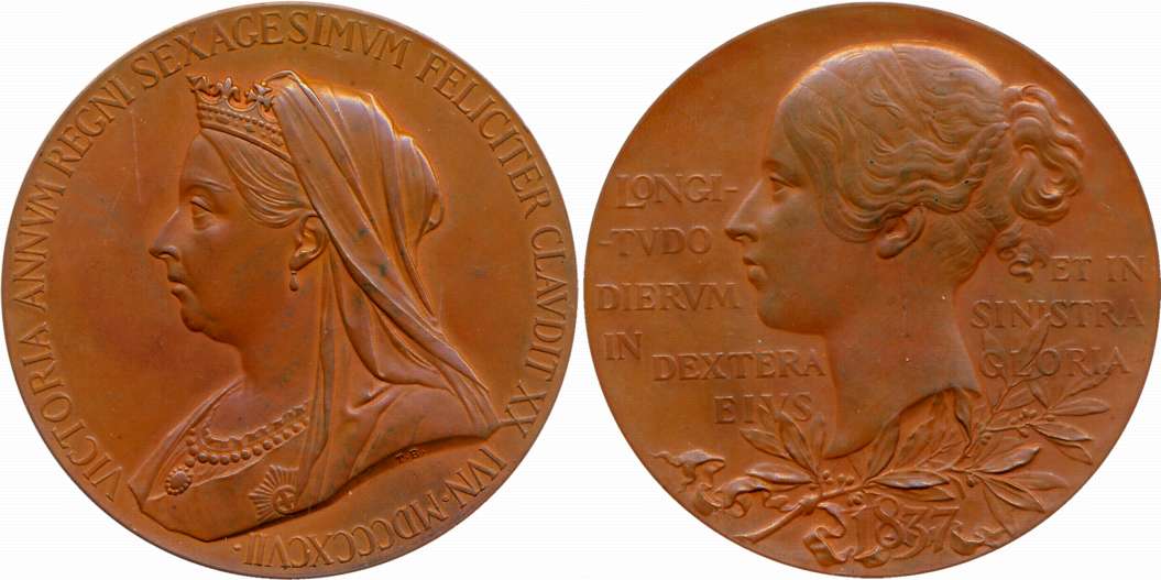 Victoria’s Diamond Jubilee Medal, Copper, 76.66g, 1837-1887, Obv: Matured bust of the Quee