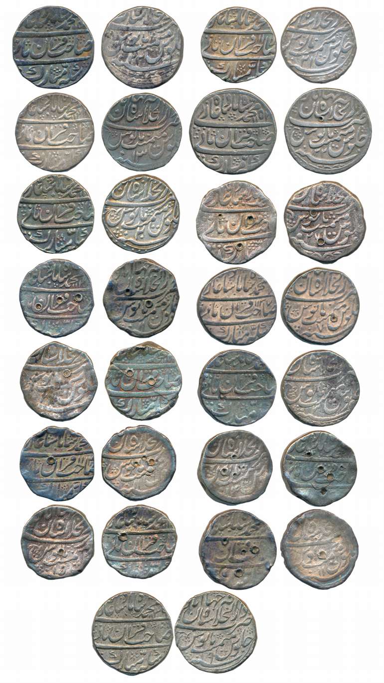 Muhammad Shah, Silver Rupees (15), 11.25g, 11.37g, 11.34g, 11.36g, 11.31g, 11.37g, 11.33g,