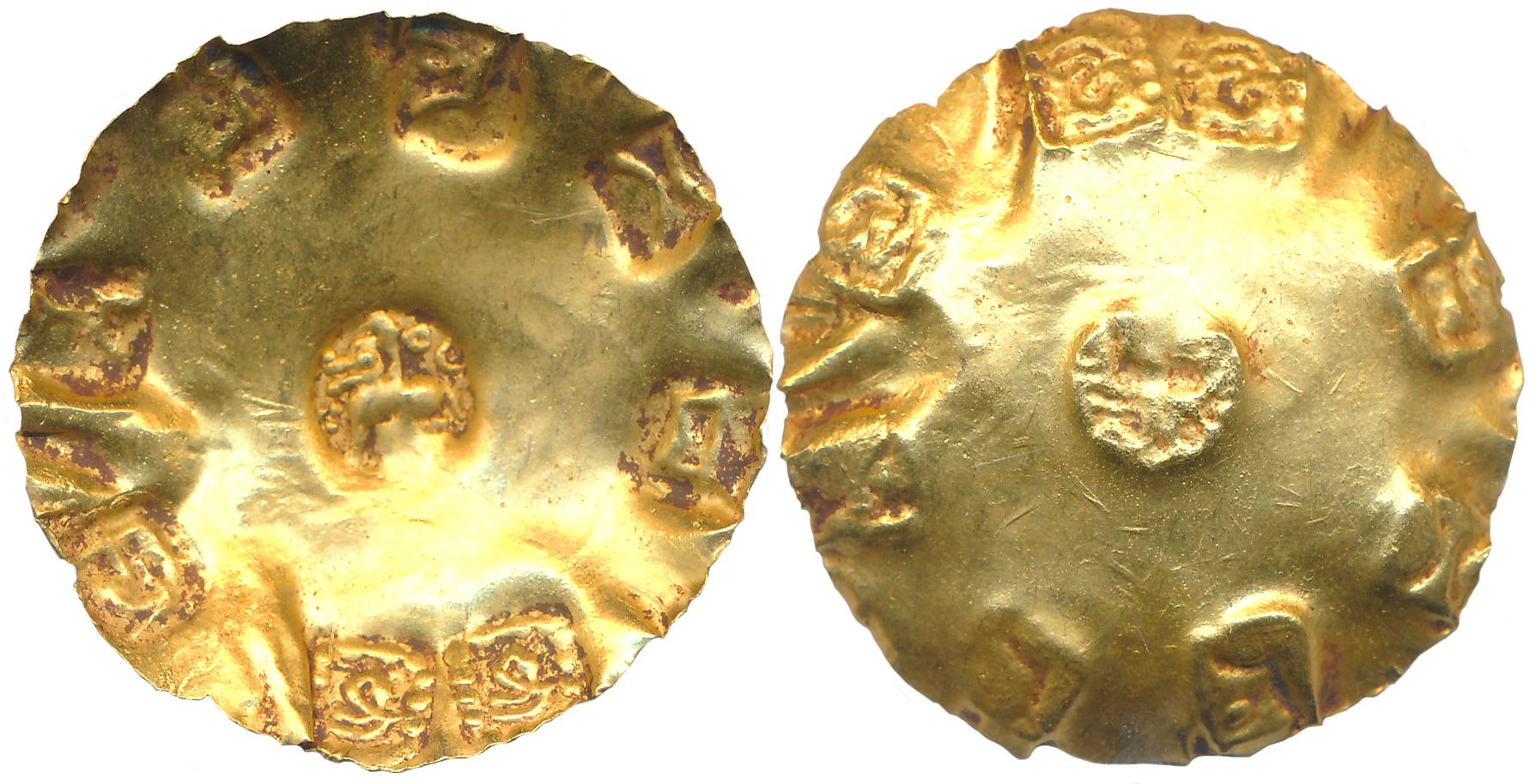 Chchindaka Nagas of Chakrakota, Someshvaradeva, Gold Gadyanaka, 3.85g, Uniface, 8X “Sri Sr
