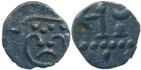 Hoysalas of Dwarasamudra, Silver Tara, 0.09g. Uncleaned, very fine.