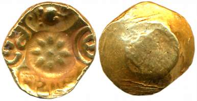 Yadavas of Devagiri, Krishna- Kanahara Deva, Punch Marked, Gold Gadyan- Padam Tanka, 3.82g