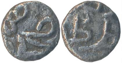 Muhammad Shah I, Silver 1/12 Tanka, 0.60g, Obv: abu’l muzaffar, Rev: Muhammad shah (G&G# B