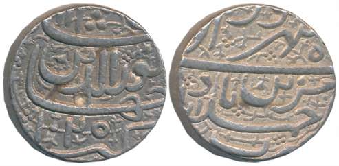 Jahangir, Silver Rupee, 11.44g, “Muzaiyan” Couplet, Ahmedabad Mint, AH 1025/ RY 11 (KM# 14