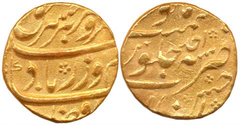 Farrukhsiyar, Gold Mohur, 10.97g, Ahsanabad mint, RY Ahad, (Unlisted in KM). Complete mint
