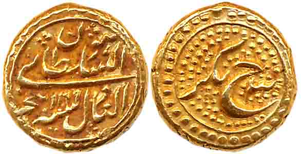 Tipu Sultan, Gold Pagoda, 3.43g, Nagar Mint, RY 3, Obv: Persian legend & date, Rev: Persia