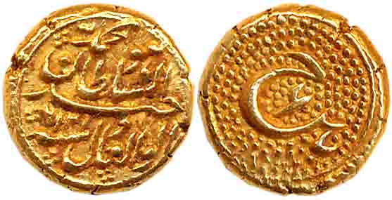 Tipu Sultan, Gold Pagoda, 3.45g, Patan Mint, RY 6, Obv: Persian legend & date, Rev: Persia