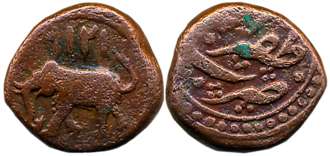 Tipu Sultan, Copper 1/4 Paisa, 2.57g, Zafarabad Mint, AM 1216 (Retro) (KM# 141). Very fine