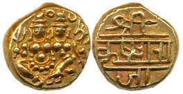 Krishna Raja Wodeyar, Gold Pagoda, 3.42g, Obv: Lord Shiva and Parvati, Rev: Devnagari Lege