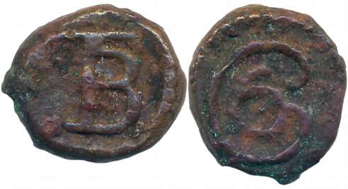 Chriatian VI, Copper Cash, 1.07g, Obv: Crowned C6 monogram, Rev: T B ligate (KM# 134). Ver