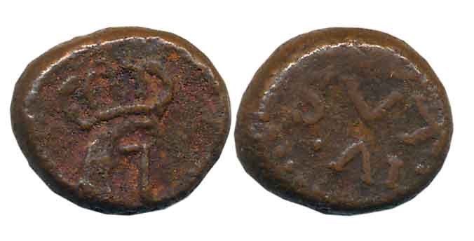 Christian VII, Copper 4 Cash, 2.89g, Obv: Crowned C7 Monogram, Rev: Value and Date. Very f
