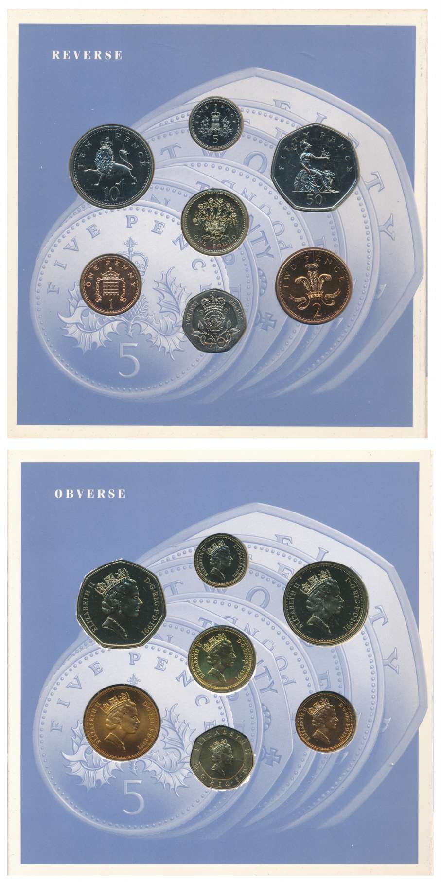 United Kingdom, Uncirculated Set of 7 coins, 1991, “20 Years of Decimalisation in United K