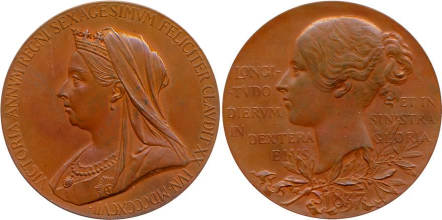 Victoria’s Diamond Jubilee Medal, Copper, 76.66g, 1837-1887, Obv: Matured bust of the Quee