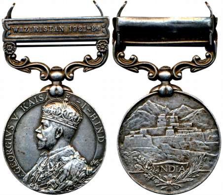 India General Service Medal, Silver, George V, Waziristan 1921-24, Awarded to 3280 S-S. Ha