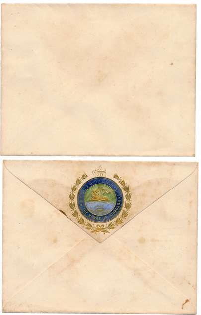 Junagadh State, Royal Envelope, embossed Coat of arms of Junagadh State
