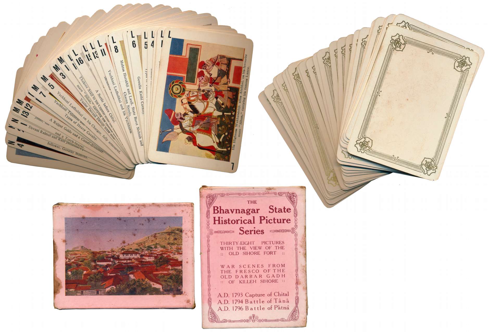 Bhavnagar State Playing cards, the picture cards contains reproductions of original painti