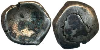 Punch Marked, Attributed to Kamboja Janapada, Silver 1/4 Shatamana, 2.89g. Uniface with mi