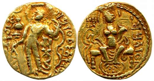 Guptas, Samudra Gupta, Gold, 7.52g, “Archer” type, Obv: Nimbate king standing holding arro