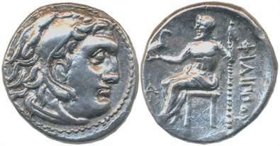Kingdom of Macedonia, Phillip III, Silver Drachma, 4.32g, Obv: Head of young Herakles to r