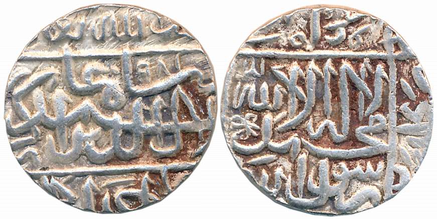 Akbar, Silver Rupee, 11.40g, “Kalima” type, Ahmedabad Mint, AH 981. Very fine, rare.The co
