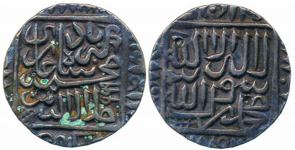 Akbar, Silver Rupee, 11.41g, Karrah Mint, mint-name in bottom quadrant, AH 969. Extremely 