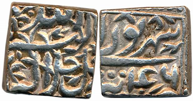 Akbar, Silver Square Rupee, 11.39g, “Jalalahu” type, Tatta Mint, Ilahi Month Shahrewar, Ye