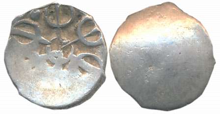 Punch Marked Coin, Attributed to Gandhara Janapada, Silver 1/2 Shana, 0.46g, Single six ar