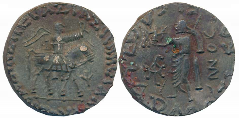 Indo Scythians, Azes, Silver Tetradrachm, 9.72g, Obv: King mounted on a horse to right, ho