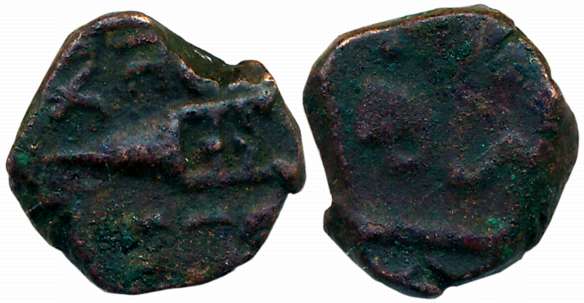 Fateh Singh, Copper 1/2 Paisa, 4.36g, in the name of Muhammad Akbar II (KM# C# A33.16). Ve