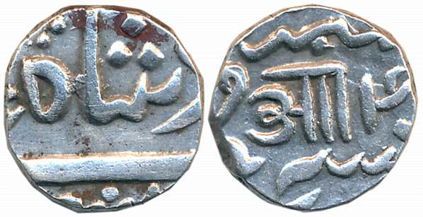 Anand Rao, Silver 1/2 Rupee, 5.73g, Petlad Mint, in the name of Shah Alam II, RY 4 (KM# C#