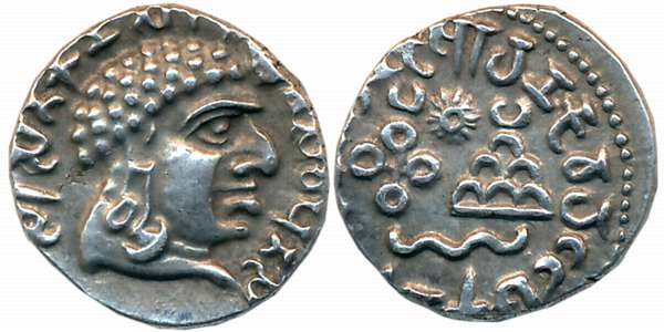 Satavahanas, Vasithiputra Siri Satakani, Silver Drachm, 2.46g, Obv: Bust with curly long h