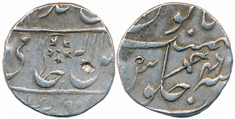 Gwalior Fort, Silver Rupee, 11.09g, in the name of Shah Alam II, RY 46, British Sword as a