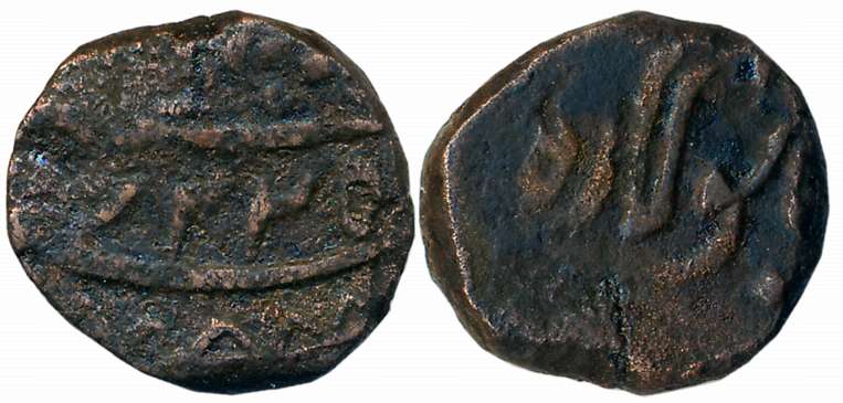 Dholera, Copper, Paisa, 7.84g, AH 122X, mint name reading Daholara on the rev in centre. F